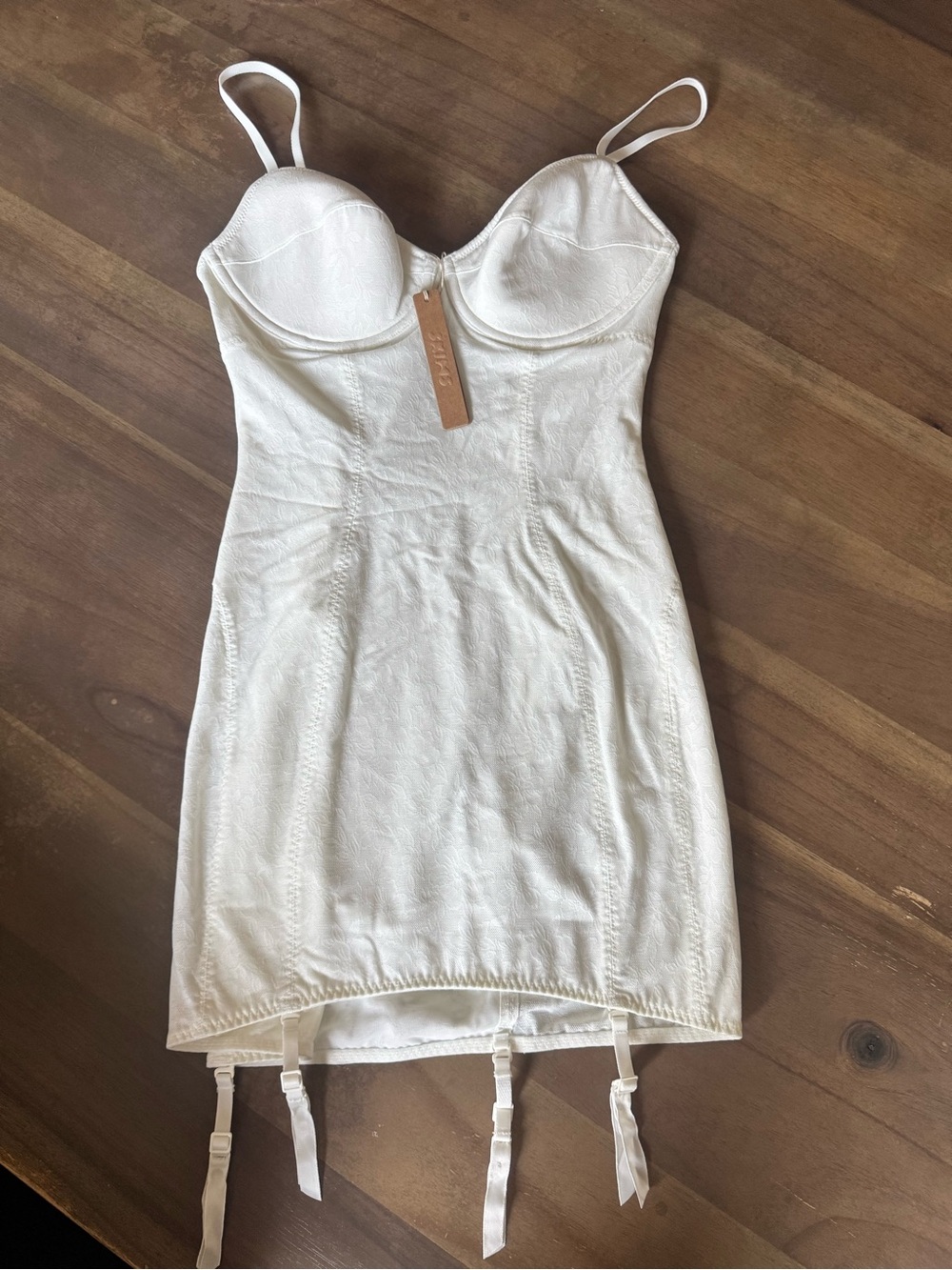 SKIMS Ivory Sculpting Slip Chemise with Garter Straps